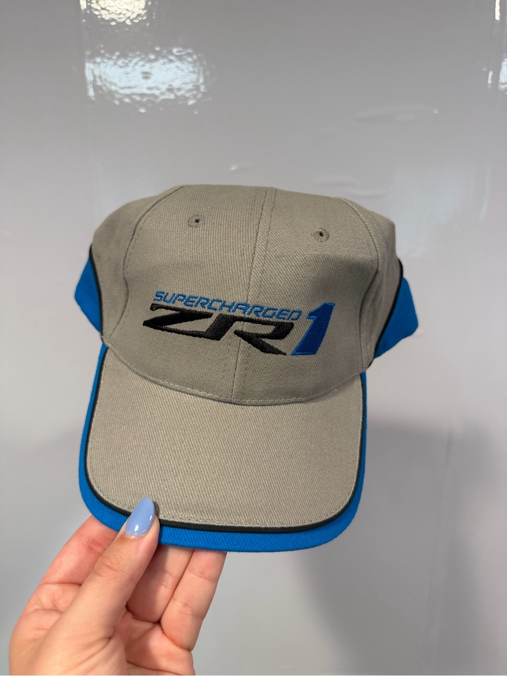 NWT Corvette Supercharged ZR1 Logo Cap‎ in Gray and Blue